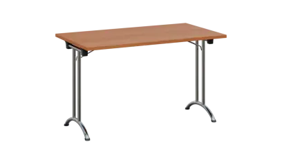 SLC 125 chrom skládací jednací stůl 1250x700, deska 25 mm, podnož chrom, deska olše jantar